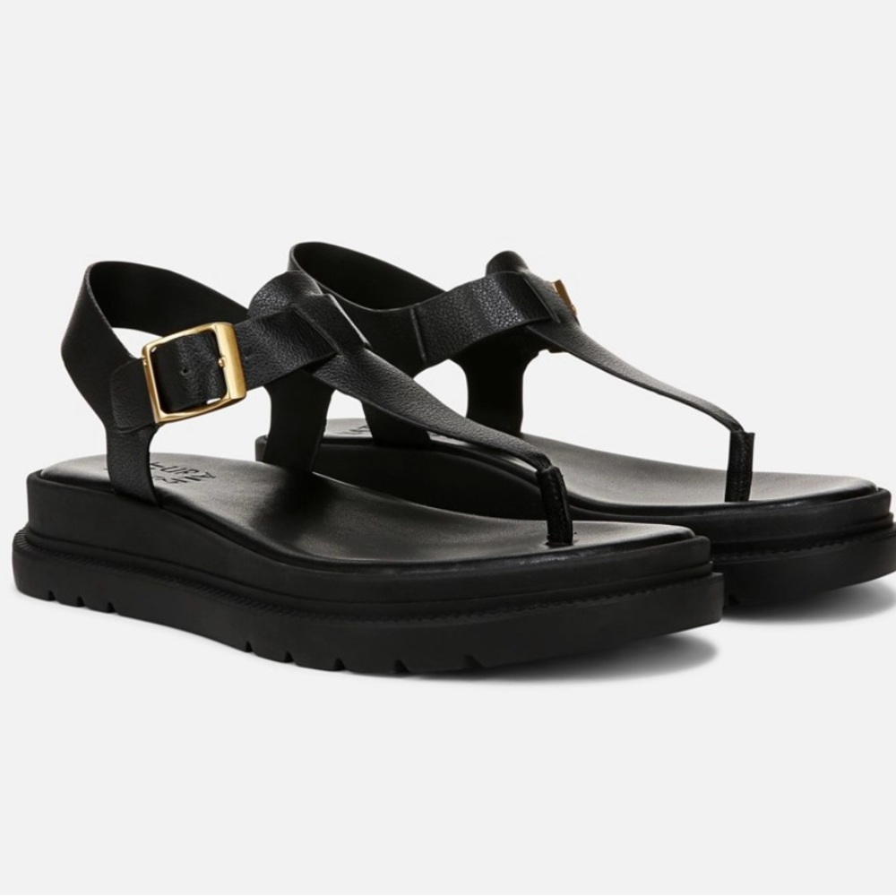 Naturalizer Black and Gold Sandals with Elegant Design